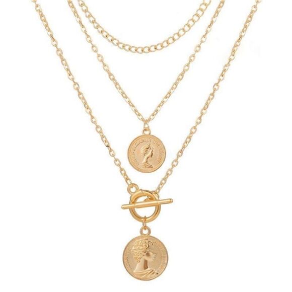 Necklace multilayered Coin Lariat NWT - Picture 1 of 5